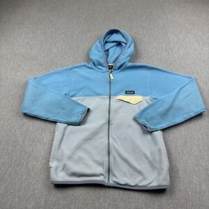 Patagonia Jacket Kids Large 12 Blue Micro D Snap-T Fleece‎ Full Zip Hooded 65465